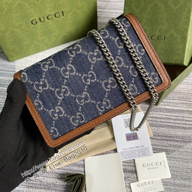 Gucci2021新顏色女包 古馳Dionysus Supre Mini女包 Gucci丹寧系列酒神鏈條斜挎包 476432  ydg3199